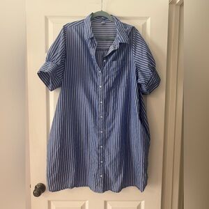 Old Navy Blue Stripe Button-Up Shirt Dress
